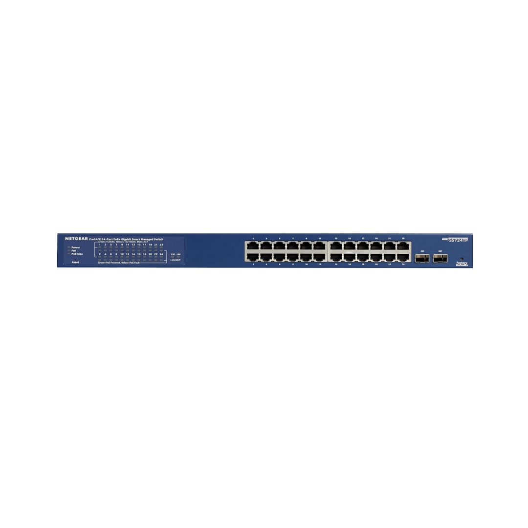 Network switch with multiple ports on a white background